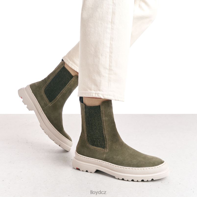 hrubé kožené slip-on kotníkové boty LLOYD ženy zelená ZXP0D926 obuv