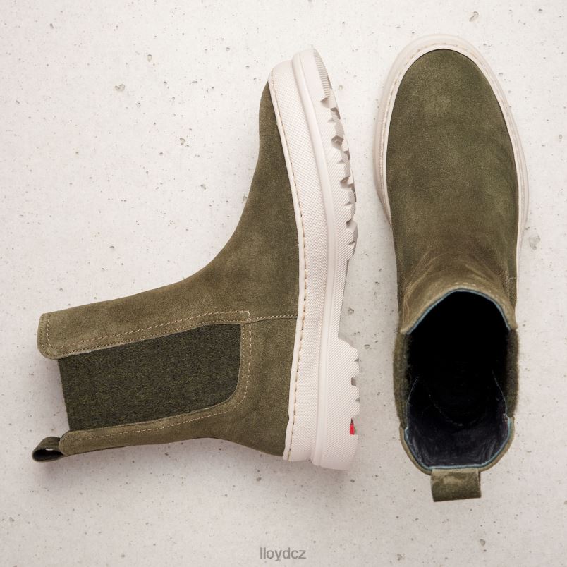 hrubé kožené slip-on kotníkové boty LLOYD ženy zelená ZXP0D926 obuv