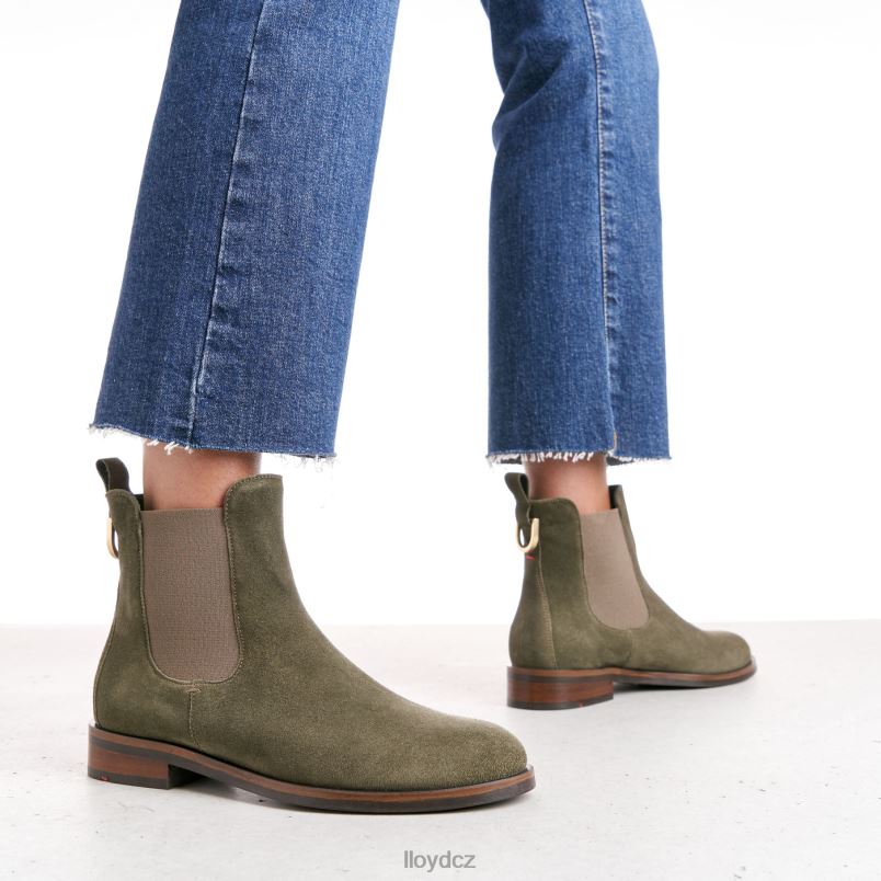 hrubé kožené slip-on kotníkové boty LLOYD ženy zelená ZXP0D935 obuv